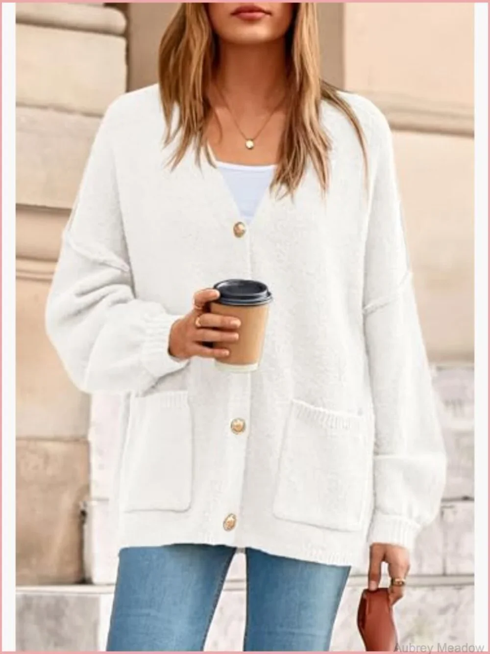 Chunky Cardigan Sweater with Pockets Button Down Long Sleeve